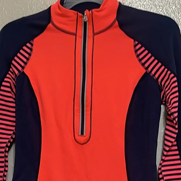 Lululemon Tops 1/2 Zip Up Pullover Sweatshirt Blue Orange size 2 (no tag) b-1 - Picture 2 of 12